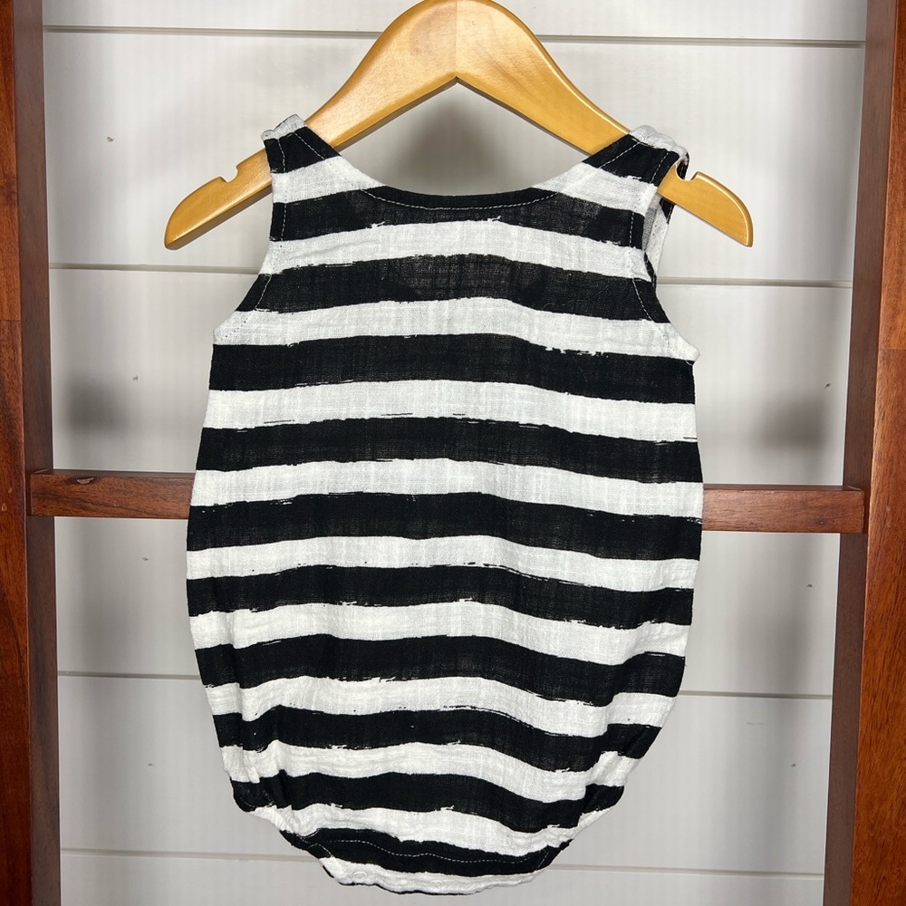 Baby Bubble Romper- Black and White Striped